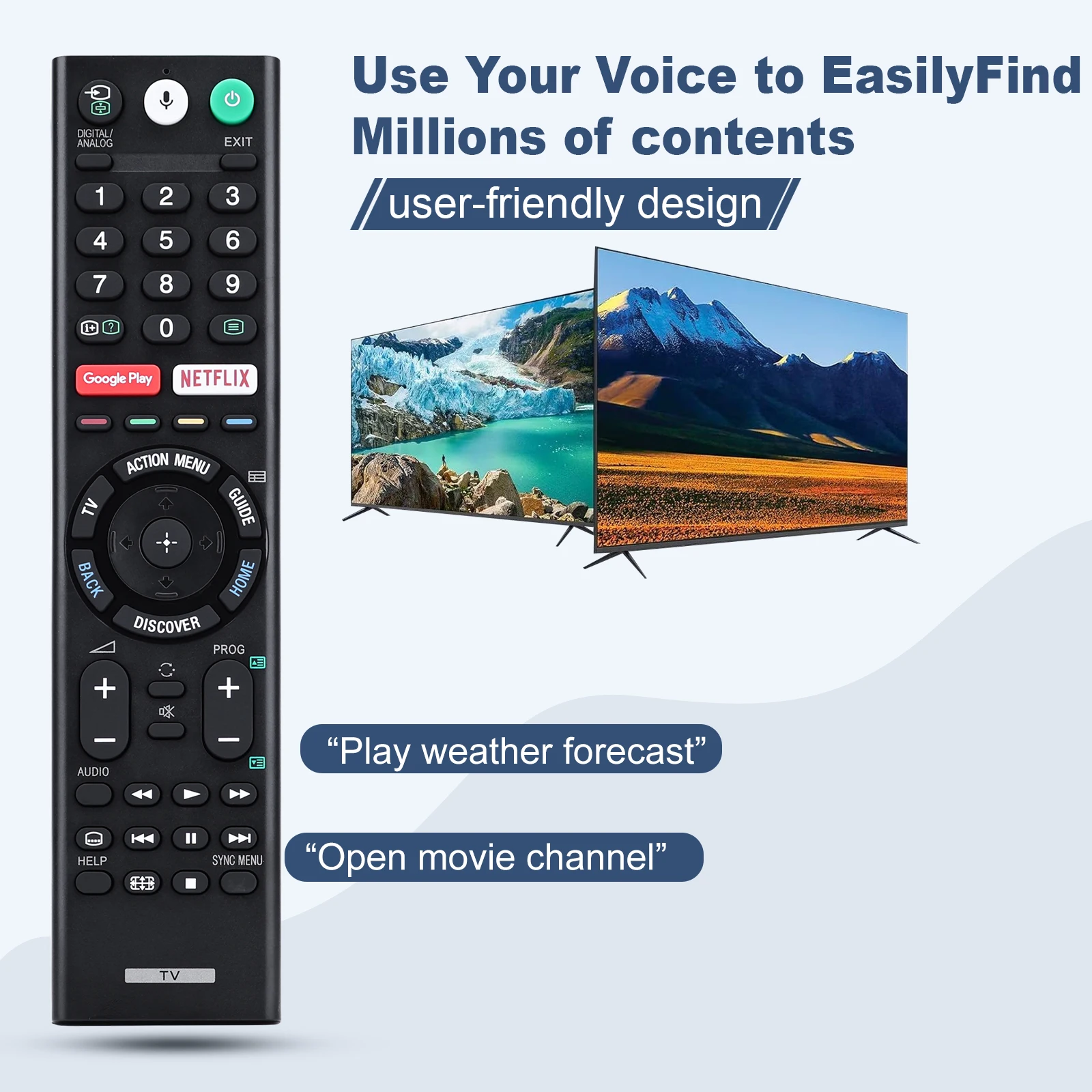 RMF-TX200U Voice Replacement Remote Applicable for Sony TV XBR-65X930D XBR-75X940D XBR-65X900E XBR-75X900E XBR-65X930E XBR-75X94