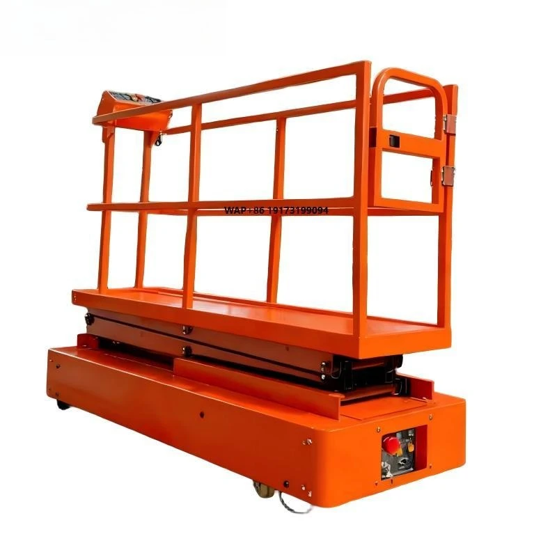 Farm Use Small Electric Driving Scissor Lift Table Pipe Rail Greenhouse Trolley for Agriculture Picking Tomato