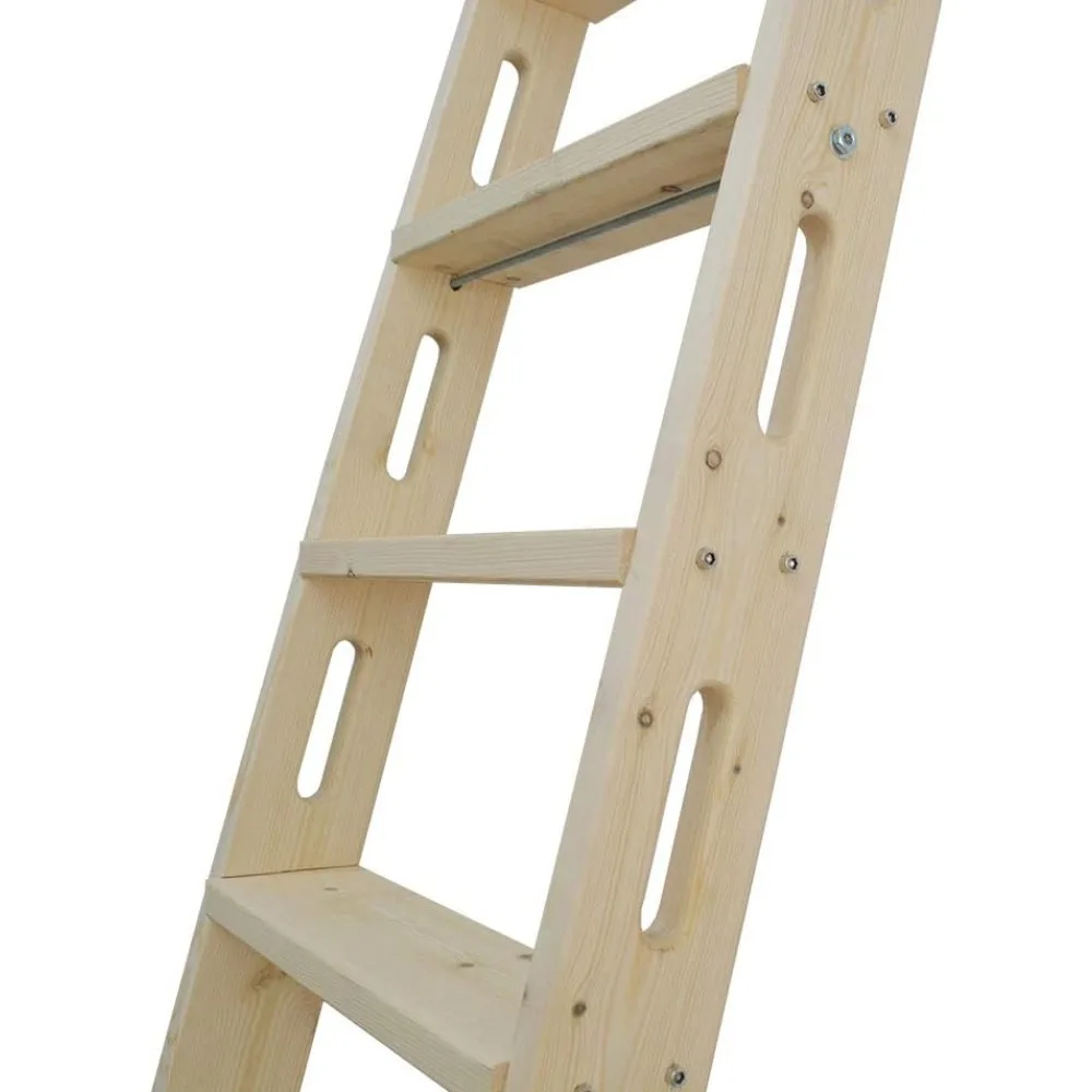 108" Knotty Pine Wood Sliding Library Ladder Rolling Ladder