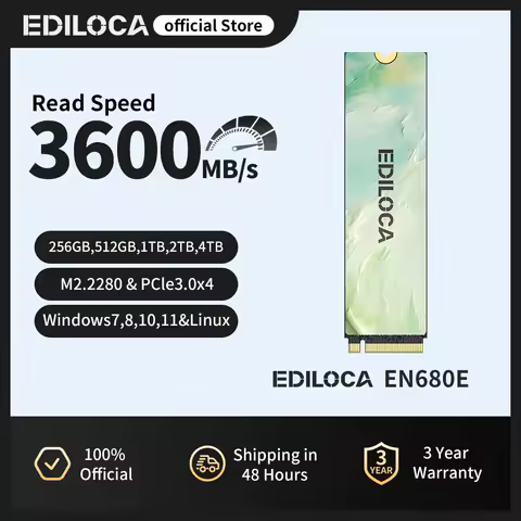 Ediloca EN680E SSD PCIe3.0x4 NVMe M.2 2280 3600MB/s QLC Dynamic SLC Cache Internal Solid State Drive for PC Desktop and Laptop