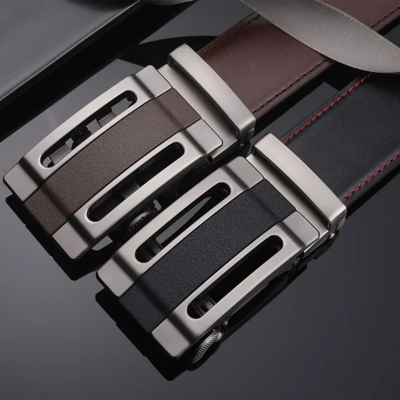 

Plyesxale Leather Belt Men Automatic Buckle Ratchet Belt For Men Top Quality Mens Belts Luxury Brand Casual Ceinture Homme G10