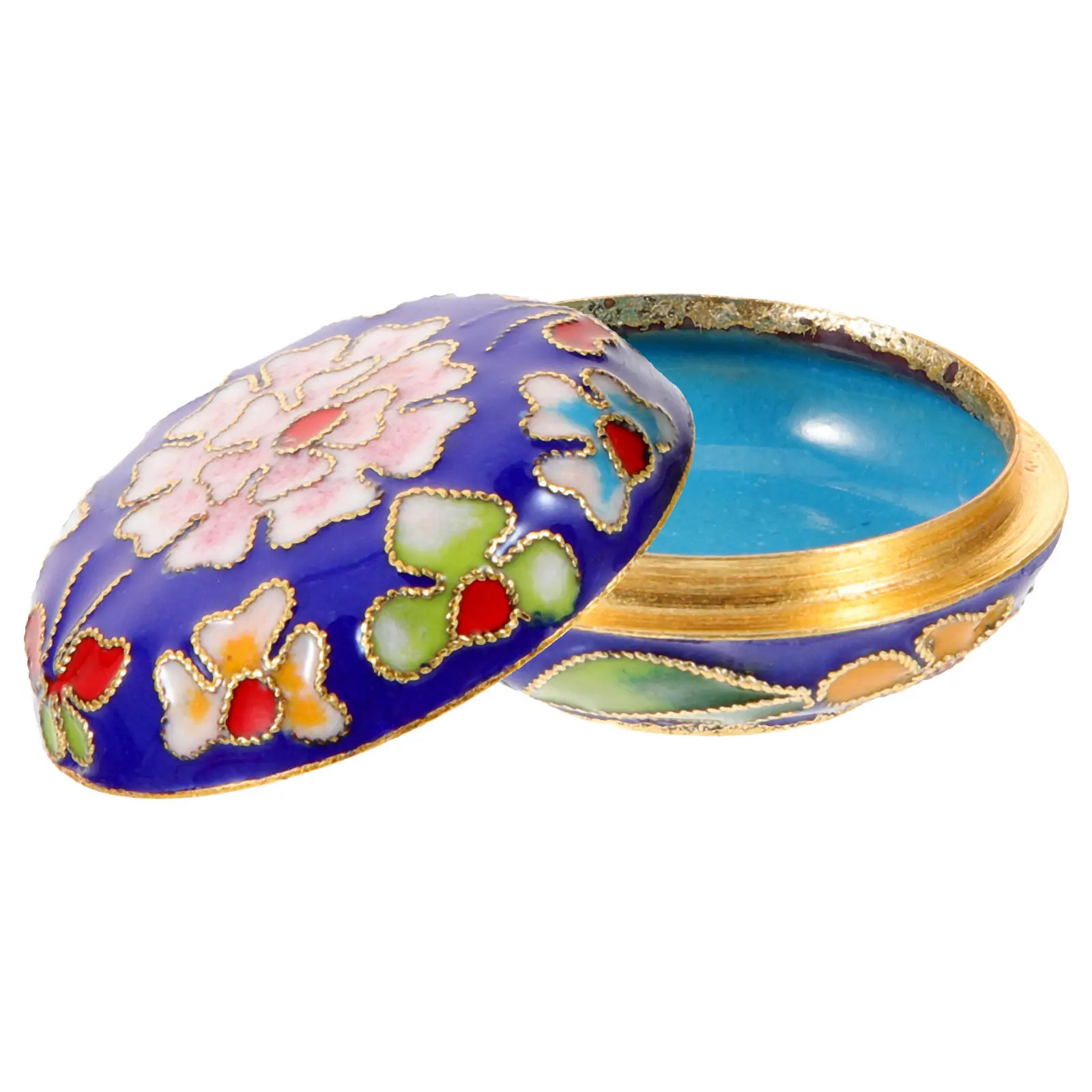 

Cloisonne Jewelry Box Small Compact Round Case with Lid Exquisite Pattern Sturdy No Burrs for Rings Necklaces Bracelets Earrings