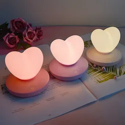 LED Touch Control Table Lamp USB Rechargable girl Modeling lamp Energy saving Romantic Love Heart shape Decoration Night Light