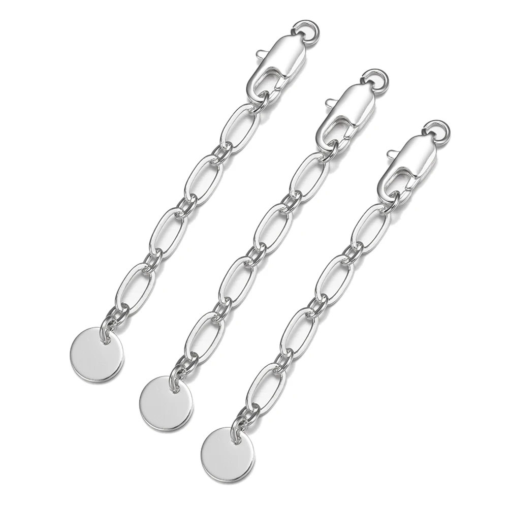 2pcs 18K Gold Plated Brass Round Extension Tail Chain With Lobster Clasps for DIY Necklace Bracelet Jewelry Making Accessories