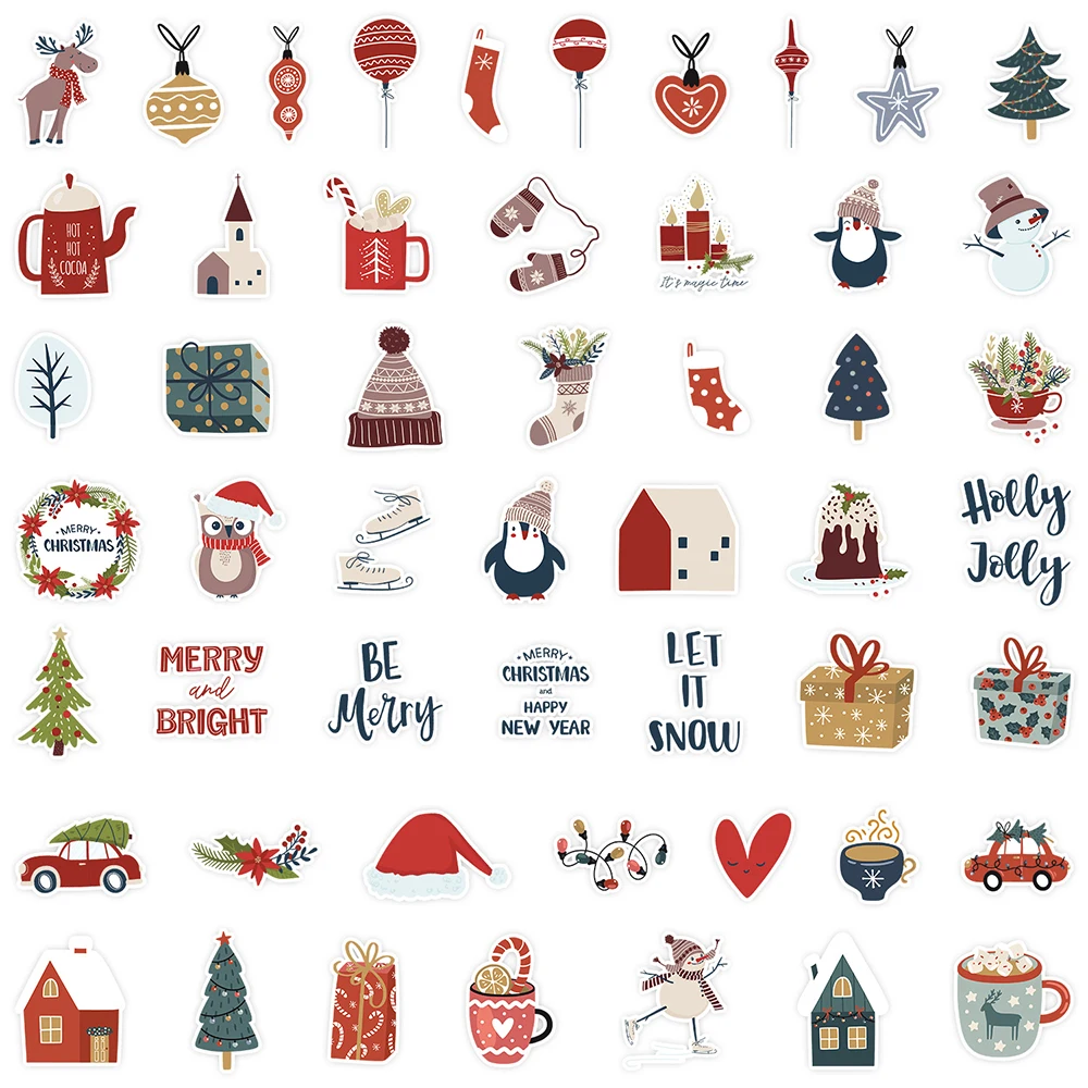 10/30/50PCS Cute Santa Claus Christmas Cartoon Stickers Laptop Phone Snowboard Luggage Fridge DIY Decal Kid Toy Sticker Decals