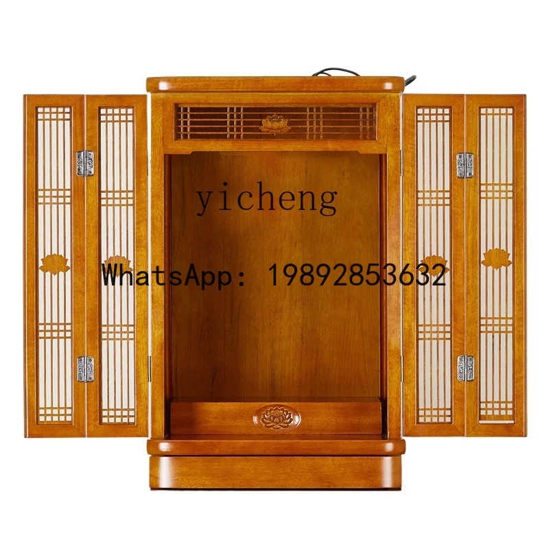 XLL  god offering cabinet wall-mounted Buddhist niche new Chinese-style hanging cabinet with door simple household