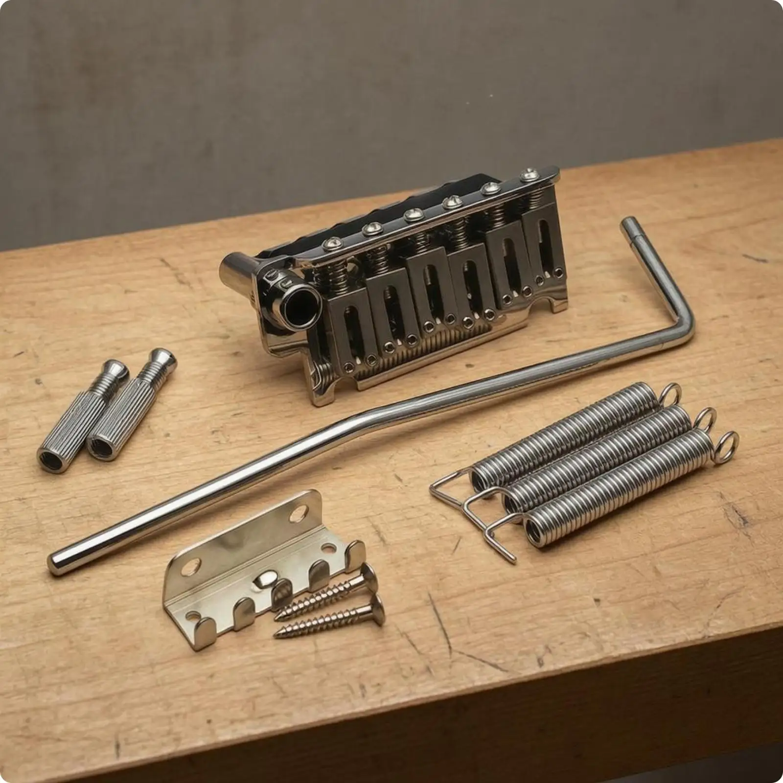 Locking Tremolo Bridge for Electric Guitar Two Point Mount Silver Tone with Screws Posts