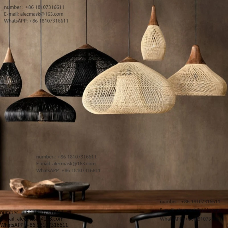 

Wabi Silent Retro Chandelier B & B Restaurant Tea Room Store Rattan Solid Wood Japanese Decorative