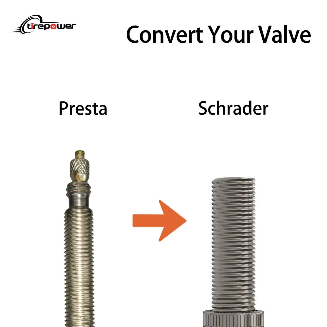 Ctrepower Presta Valve Adapter Convert Presta to Schrader Adaptor for Bike Inflate Tire Using Standard Pump or Air Compressor