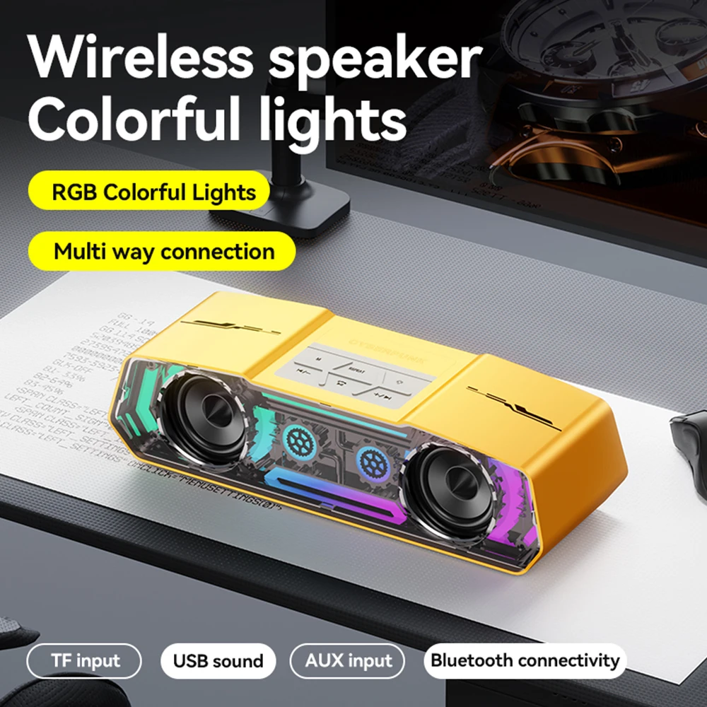 

JY45 Portable AI Bluetooth Speaker RGB Lighting Desktop Family Party TWS Wireless Subwoofer Supports USB Flash Drive TF Card AUX