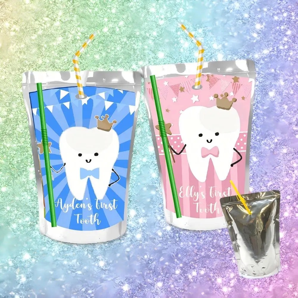 First Tooth Boy Girl Juice Pouch Labels Soap Bubble Favor Tag Chip Bag Candy Box Bottle Stickers Birthday Party Christmas Decor view 6