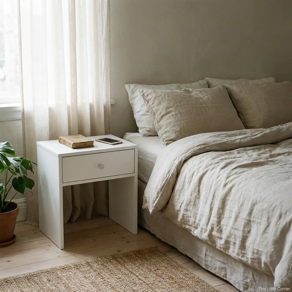 

Minimalist White Bedside Stool with Storage, Functional Makeup Seat & Entryway Bench for Small Spaces