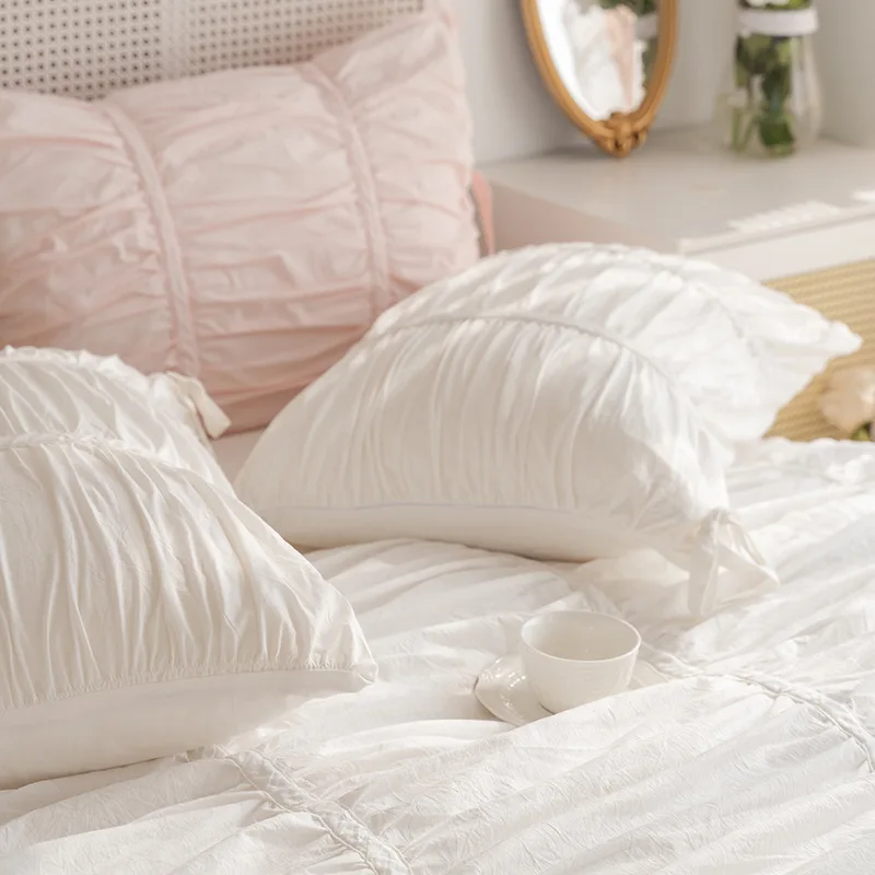 1 Stück Koreanischer Plissierter Kissenbezug aus Gewaschener Baumwolle Schlafzimmer-Kissenbezug Sofa-Kissenhülle Heim-Schlafzimmer-Dekoration – Detail 6