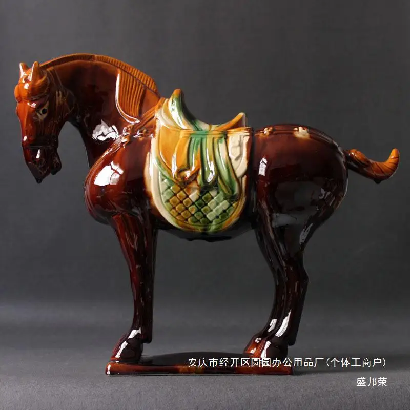 Liuma Home Furnishings Tang Sancai Junma Pony Chinese Zodiac Horse Ceramic Crafts Creative Ornaments Decorations Gifts