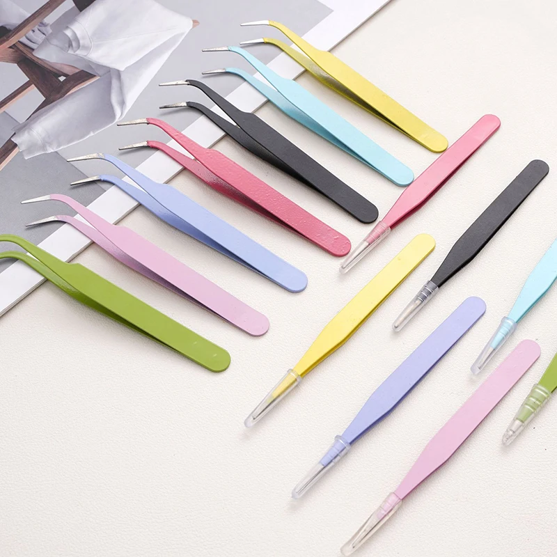 

1pc 10cm Multifunctional Colorful Metal Tweezers DIY Handcraft Tools for Sticker Perler Bead & Electronic Component Repair
