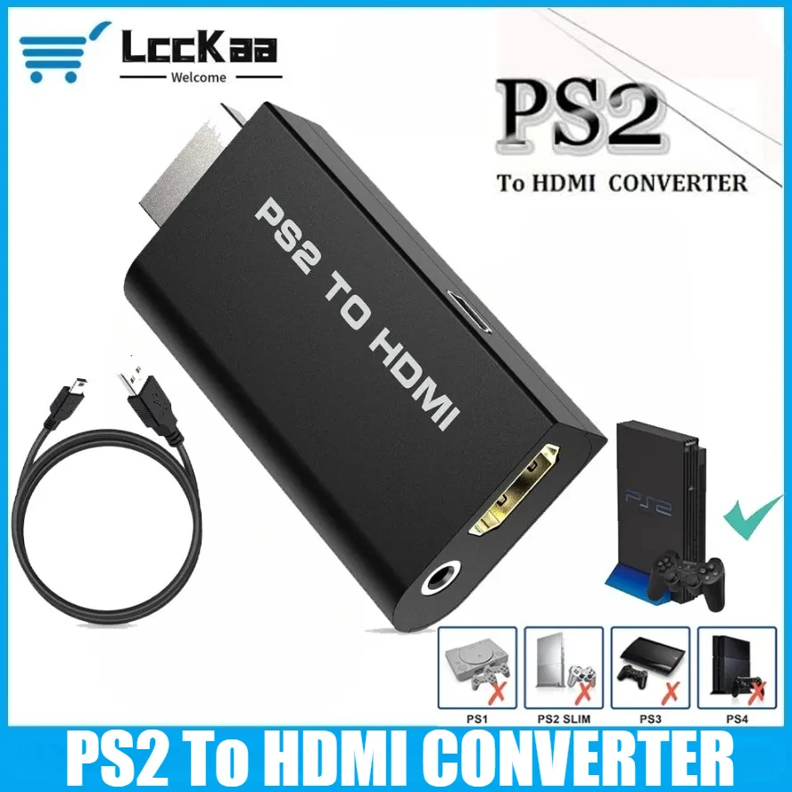 

PS2 To HDMI Converter Adapter 480i/480p/576i Audio Video Converter with 3.5mm Audio Output Supports PS2 Display Mode PS2 TO HDMI