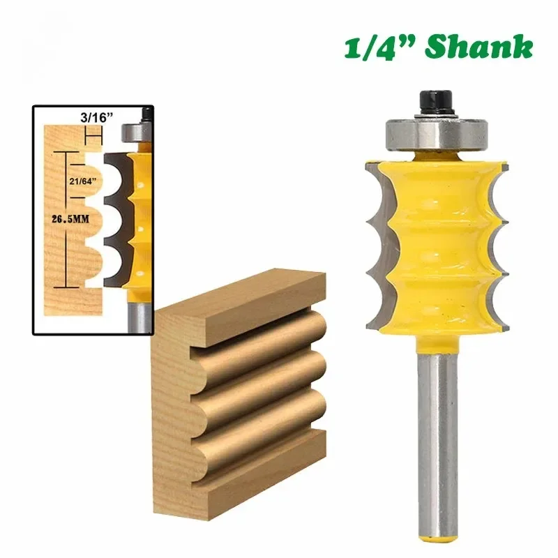 

1 шт., 1/4 дюйма, 6,35 мм, хвостовик, тройная бусина, колонна, формовочная фреза, шиповый резак, твердосплавный деревообрабатывающий фрезерный инструмент для дерева