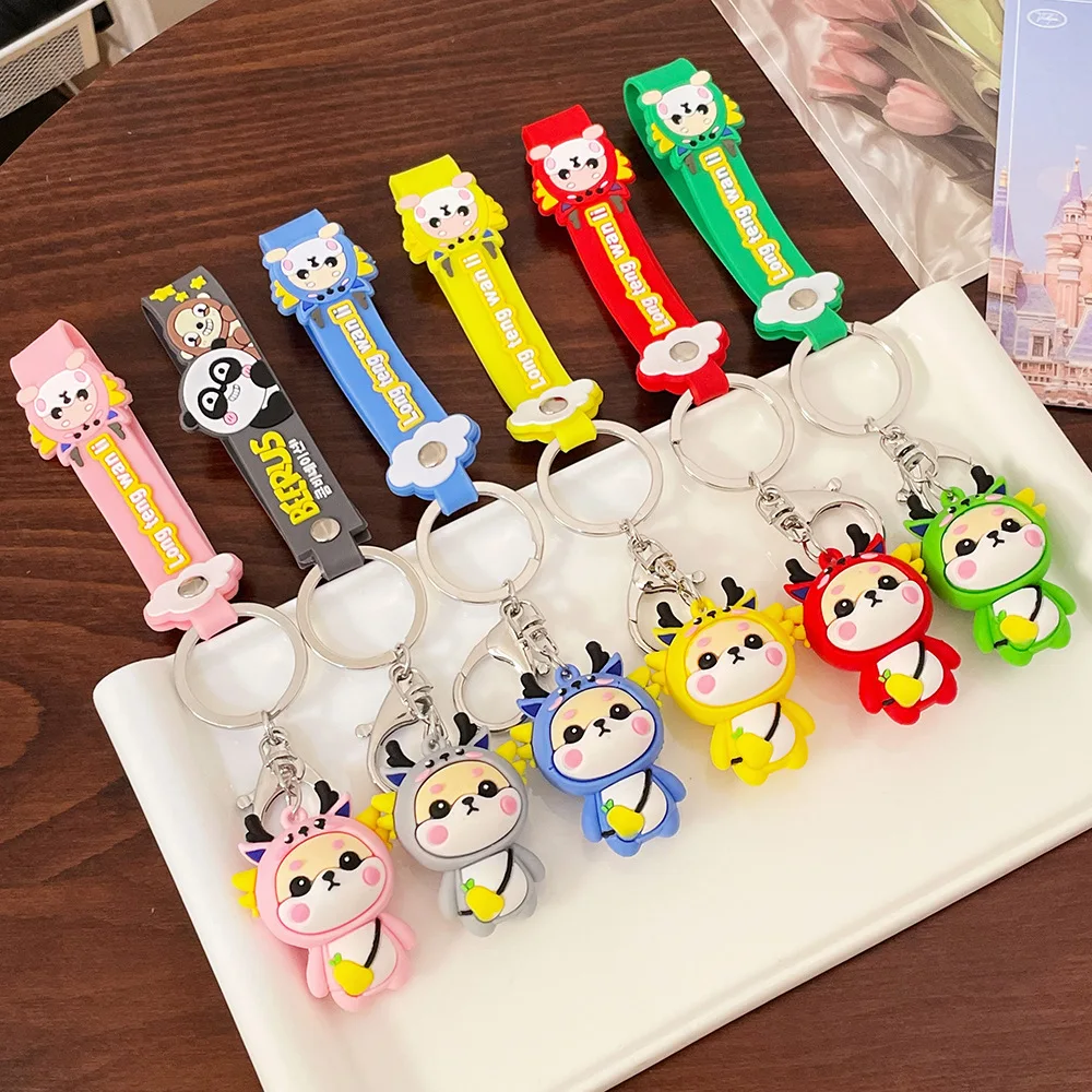 Creative Cartoon Doll Keychains Cute Exquisite Chinese Dragon Key Chain Lovers Key Ring Women Bag Charm Pendant Car Keyrings