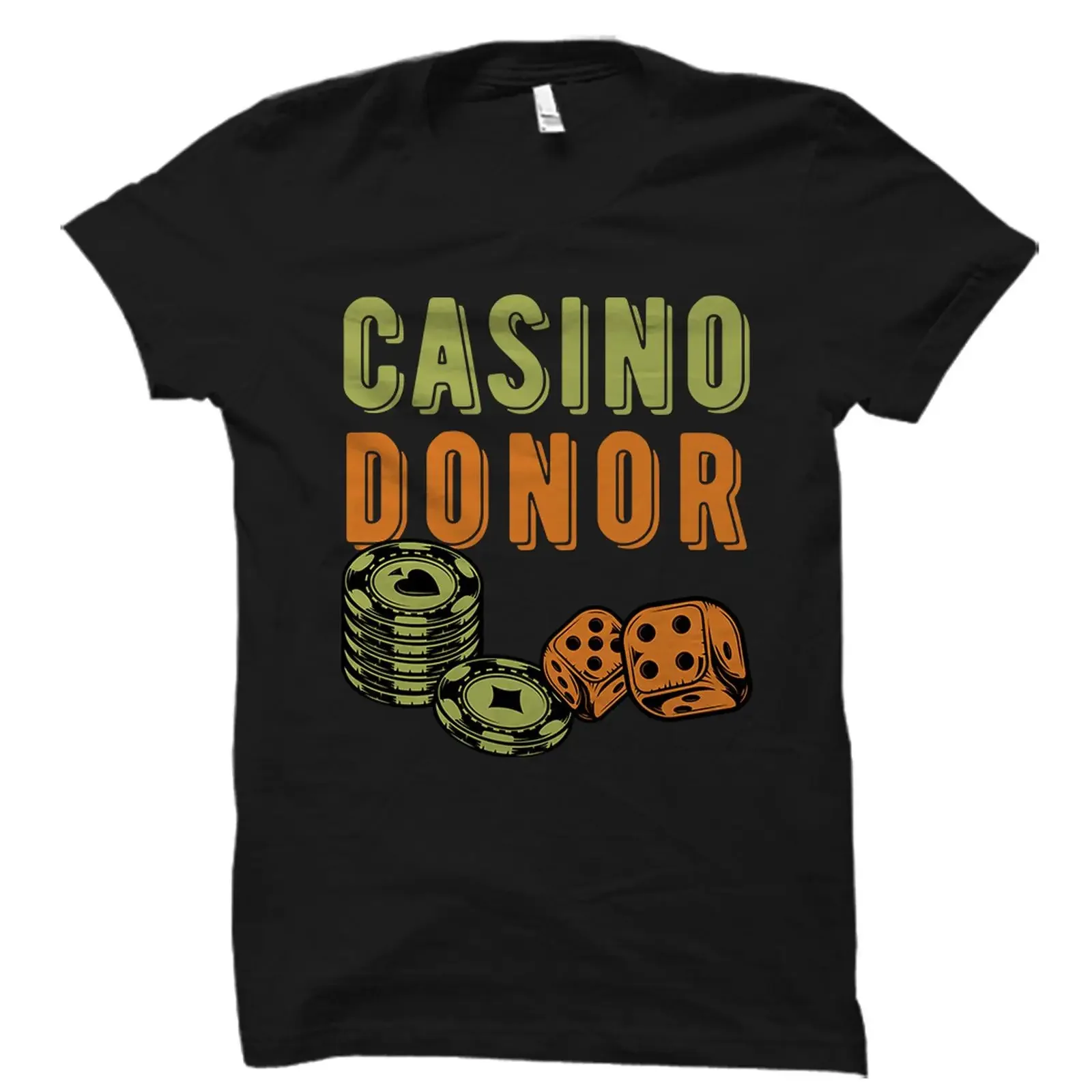 Casino Donor Funny Gambling T Shirt Dice Poker Chips Casual Gambler For Player vintage Washed designer clothes Breathable