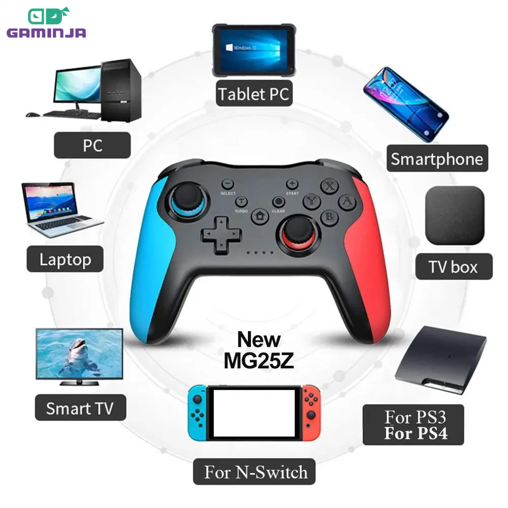 Gamepad Bluetooth Pengontrol nirkabel gamja MG25Z untuk Nintendo Switch PS3 PC Joystick Gamepad getaran ganda jeda Gratis