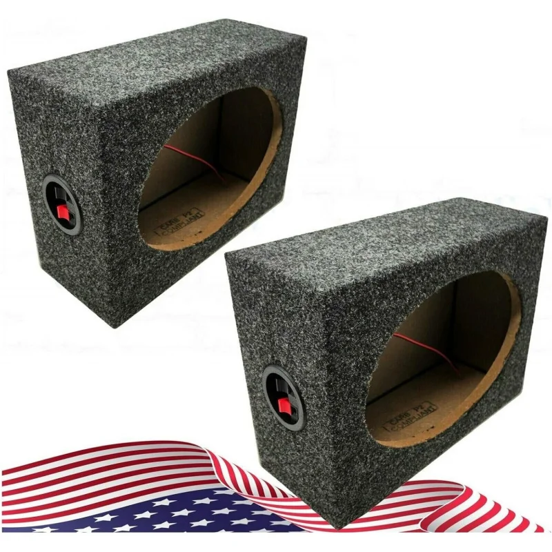 Audiotek Angled Style 6 X 9 Inch Car Audio Enclosures MDF Sturdy Constructed Speaker Boxes Product for Great Audio, Sound,
