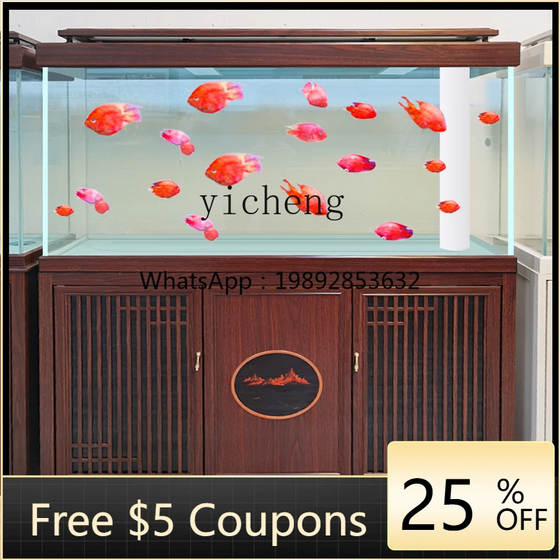 fish tank large ultra-white living room aquarium living room screen ecological fish tank dragon fish high-end tank