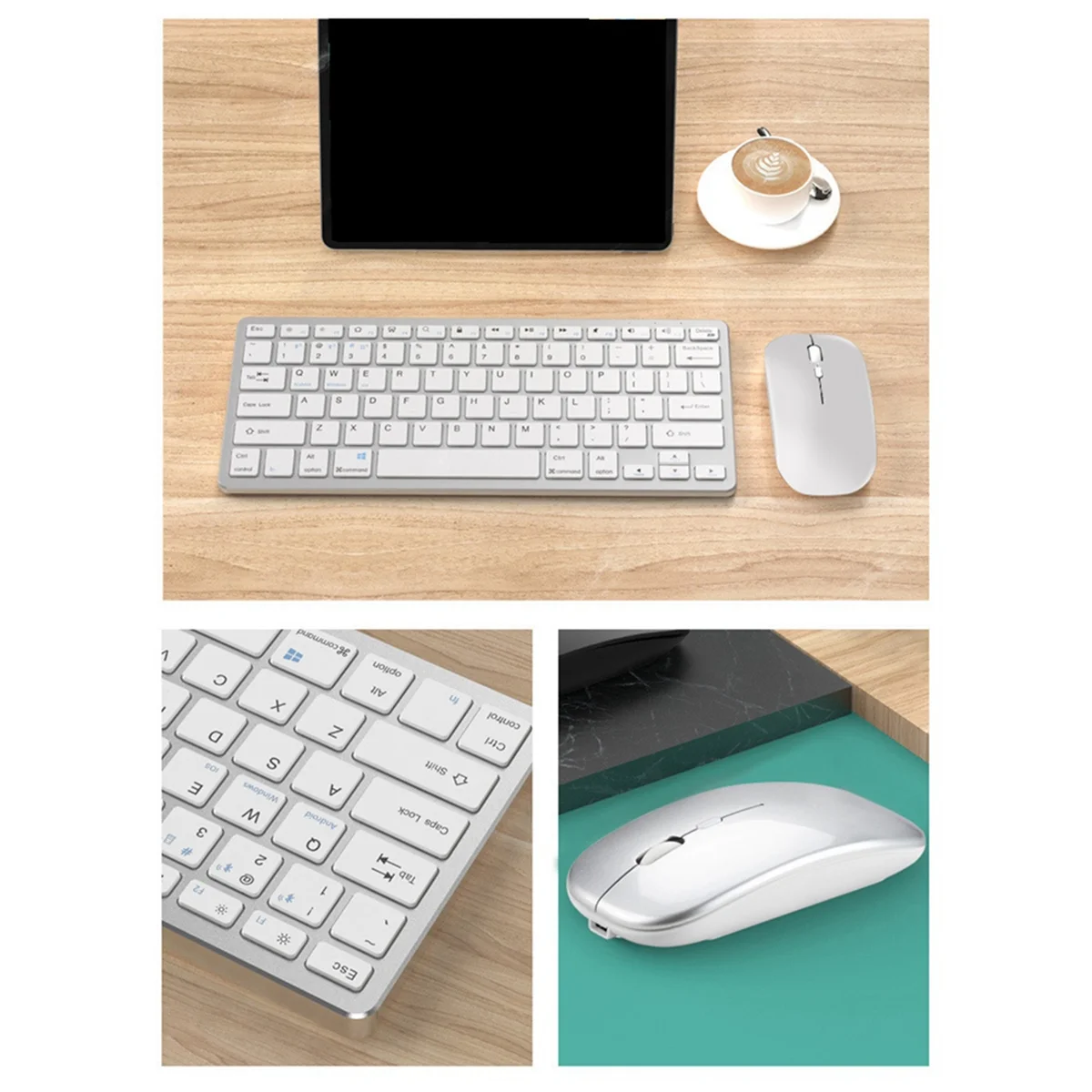 Popular kit de teclado y mouse inalámbricos para IOS/Android/Windows Silver