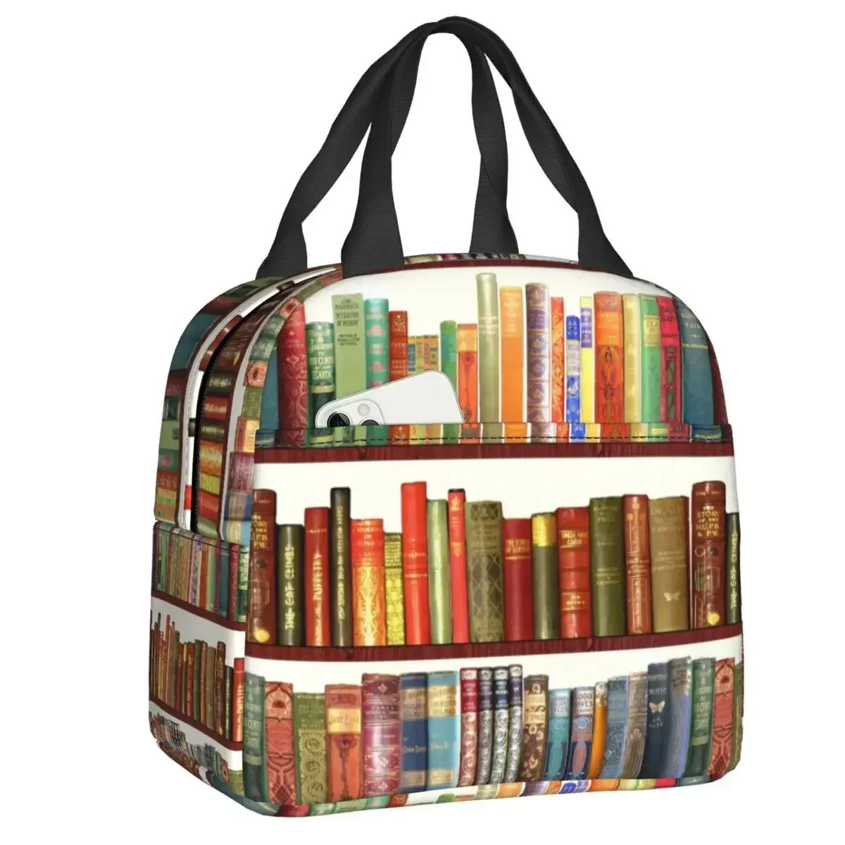 

Pride And Prejudice Florals Quote Thermal Insulated Lunch Bag Jane Austen Reusable Lunch Tote for Women Kids Picnic Food Box