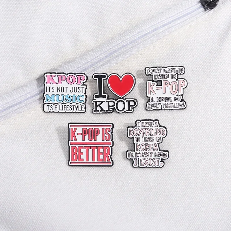 I Love Kpop Music Enamel Pins Kpop Music Is A Lifestyle Brooches Backpack Lapel Badge Jewelry Gifts For Fans Friends Wholesale