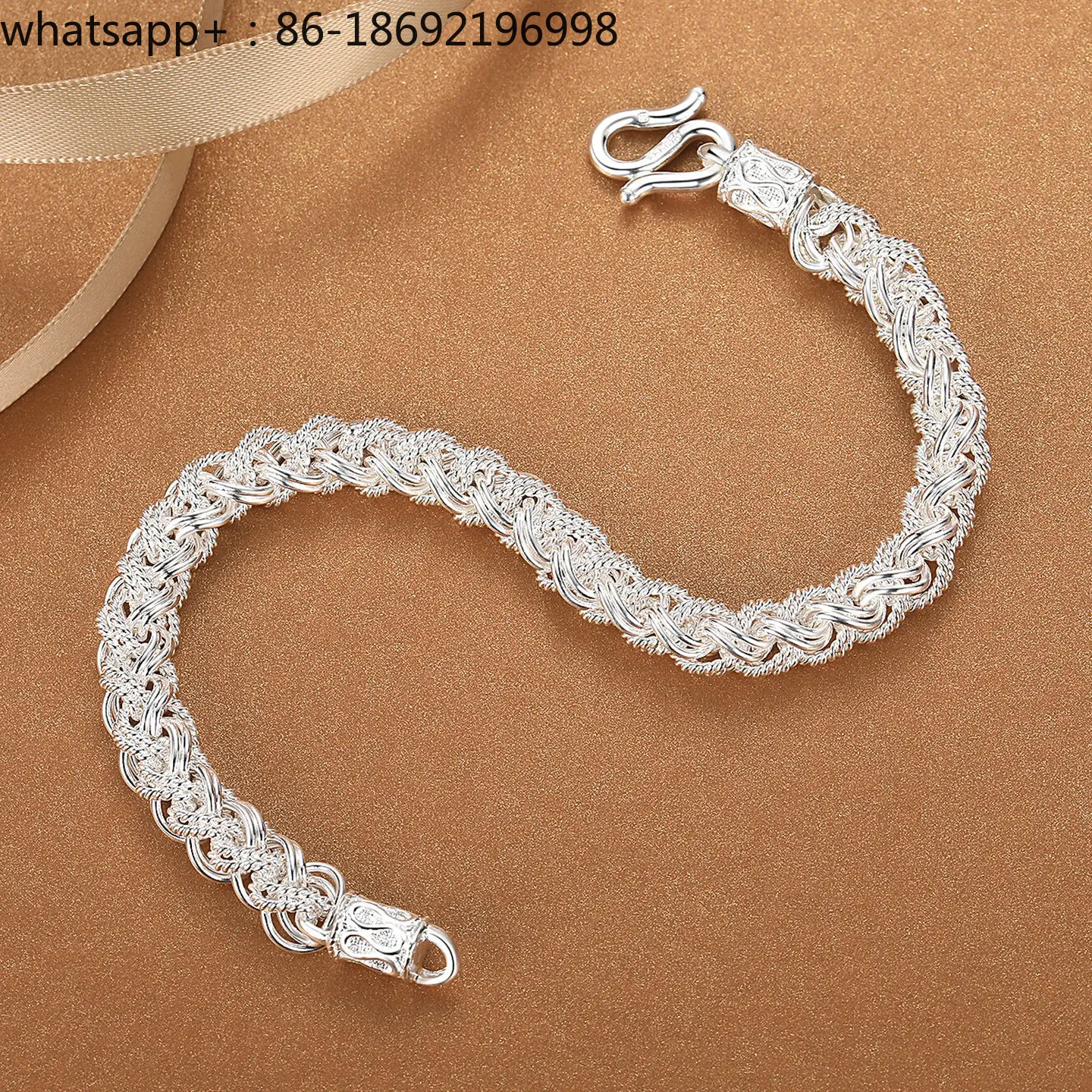 Men's Bracelet 999 Sterling er Personality Domineering Trendy Men's Handwoven Foot Jewelry