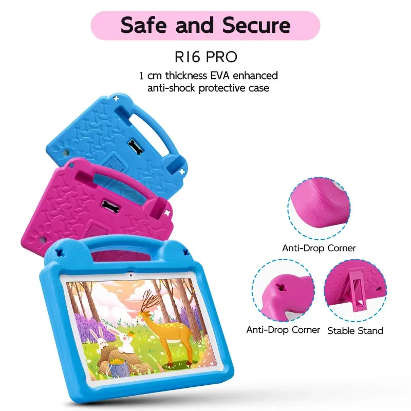 Tablet per bambini, Tablet per bambini Batteria da 10,1 pollici 5000 mAh Tablet da 8 GB + 64 GB Android 2025, 2 MP + 5 MP, 1280 * 800 IPS Supporto doppio altoparlante