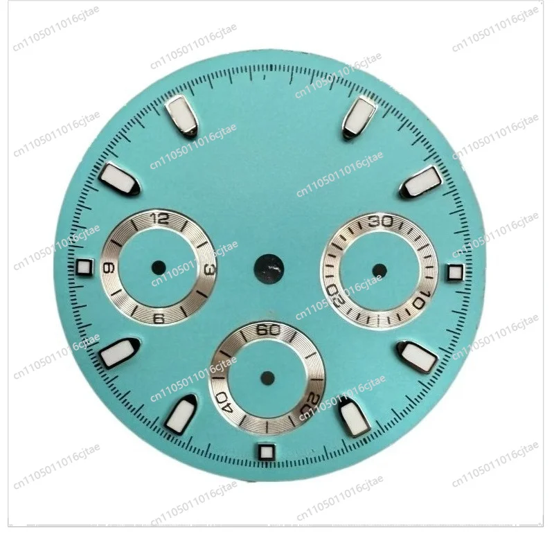 For VK63 Quartz Movement Dial, Diameter 29.5mm Modified Multi-function Chronograph, Green Luminous Watch Accessories