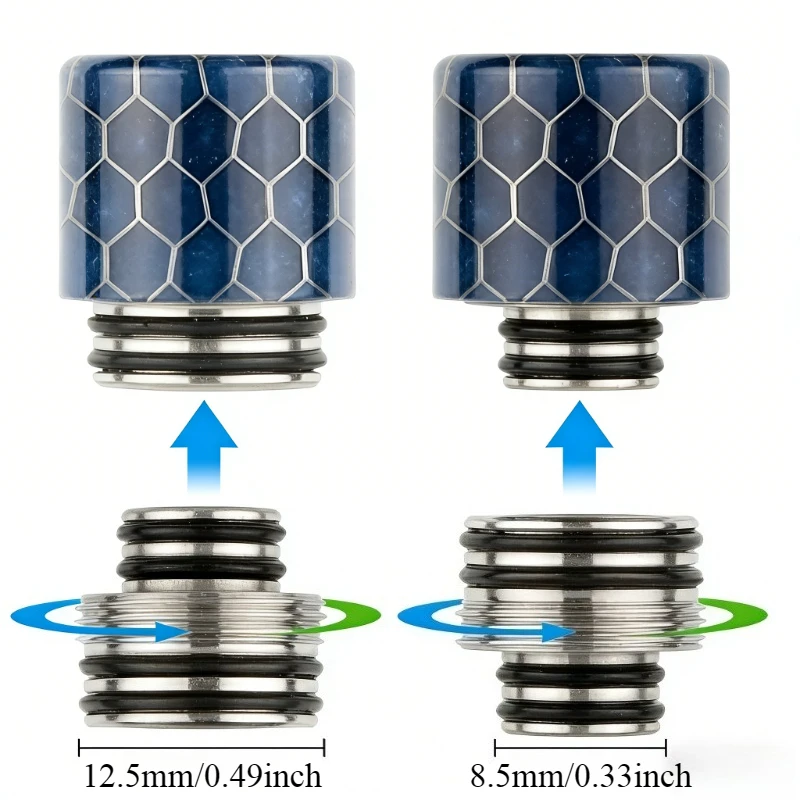 1PC 510 810 Convertible Adapter Drip Tip Stainless Steel Resin with Anti-Spitback Mesh Straw Joint - view 5
