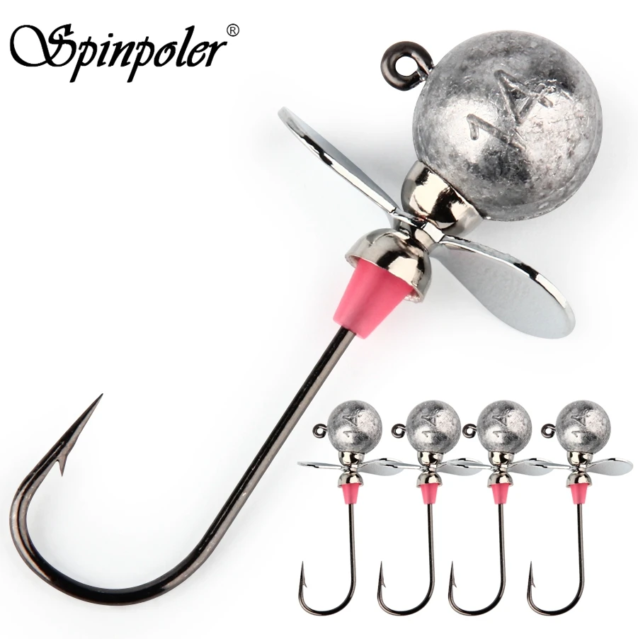 Spinpoler Propeller Ball Jig Head Hooks 5g 7g 10g 14g Swimbait Fishhook Classic Long Shank Jig Hook Fishing Tackle 2pcs/Tackle