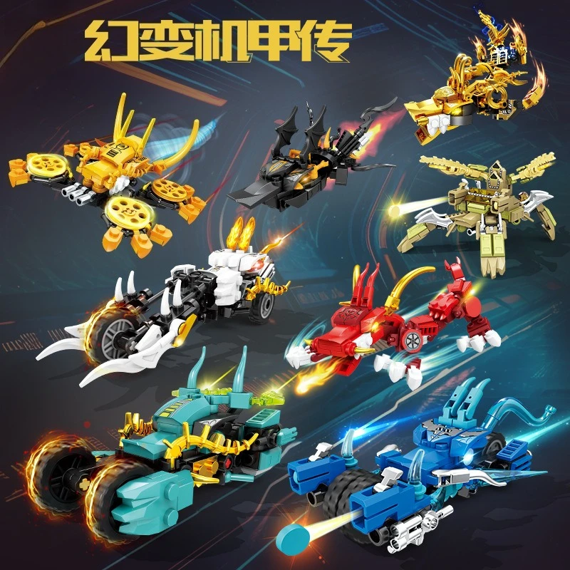 

Phantom Transformation Mecha Series Sacred Beast Синий Дракон и Черный Дракон Сборка Модель Строительные Блоки Игрушки