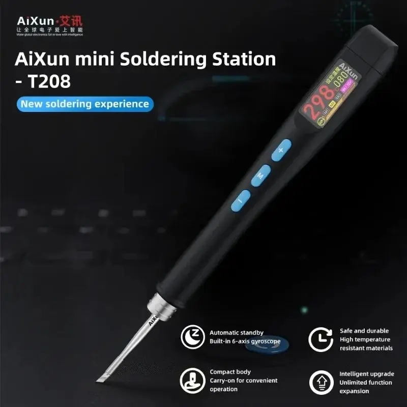 AiXun T208 Portable Electric Soldering Iron Pen T208 Intelligent Control Type-C Fasr Heat Welding Repair Mini Rework Station