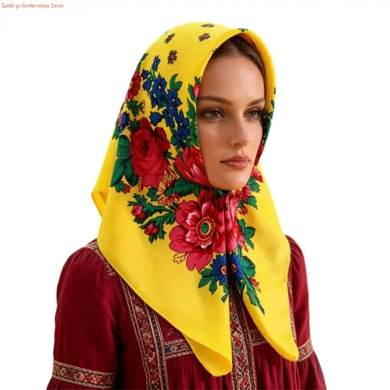 F92D 70X70cm Arabic Headscarf Eye Catching Design Head Cover Wrap Hijab Scarf For Sports Travel And Daily Wear