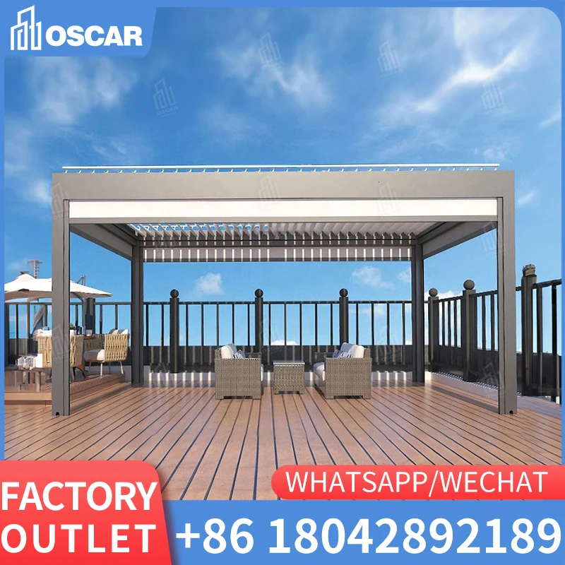 

wholesale customized winter garden easily assembled waterproof balcony motorized aluminium four corner pergola cover