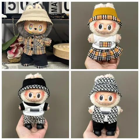 For 15/17cm Labubu Mini Doll Clothing Outfit Luxury Dress Set Cute Labubu V1 V2  Clothes Diy Party Gift  Accessories Decorations