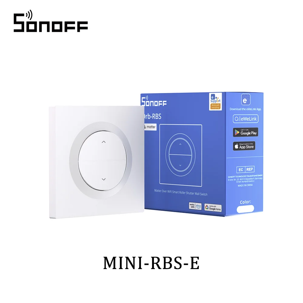 SONOFF MINI-RBS-E Fusion Series Matter Over WiFi Smart Rolluik Wandschakelaar Orb-RBS Werkt met Google Home Alexa AppleHome