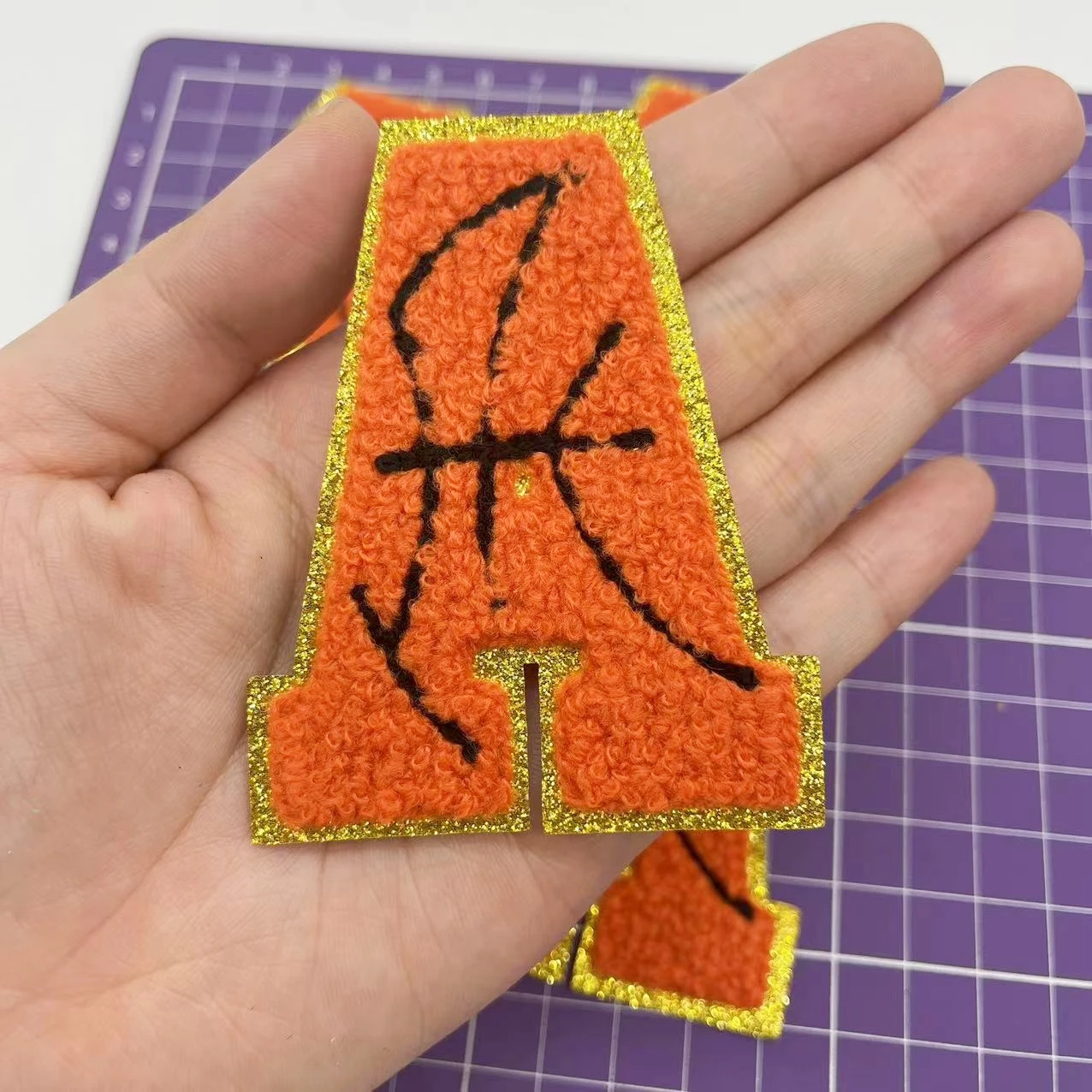 Basketball Alphabet Chenille Embroidered Iron On Patch Applique Diy Letter Patches For Clothing Bag Accessories