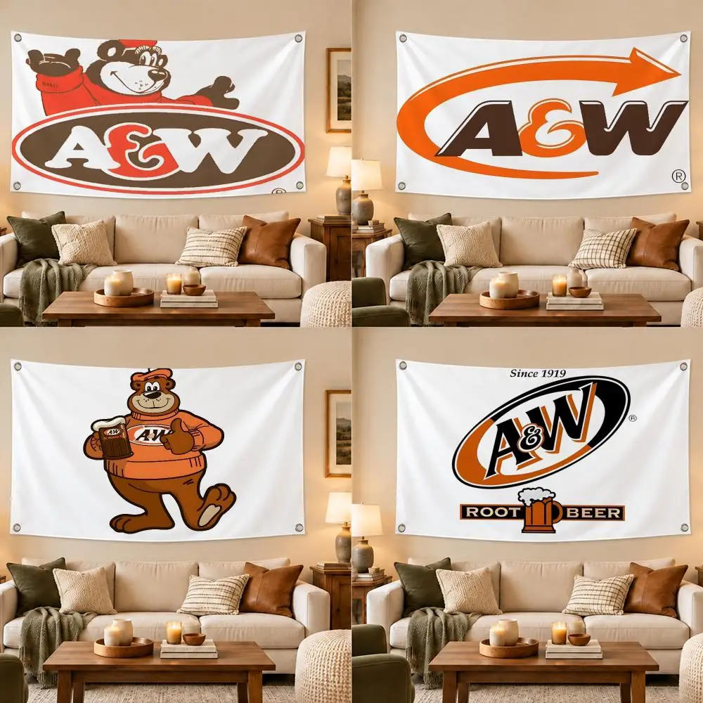 Brand A&W Root Beer Flags Modern Fabric Banner Pennants Apt Living Room Photo Corner Wall Ornament Deco