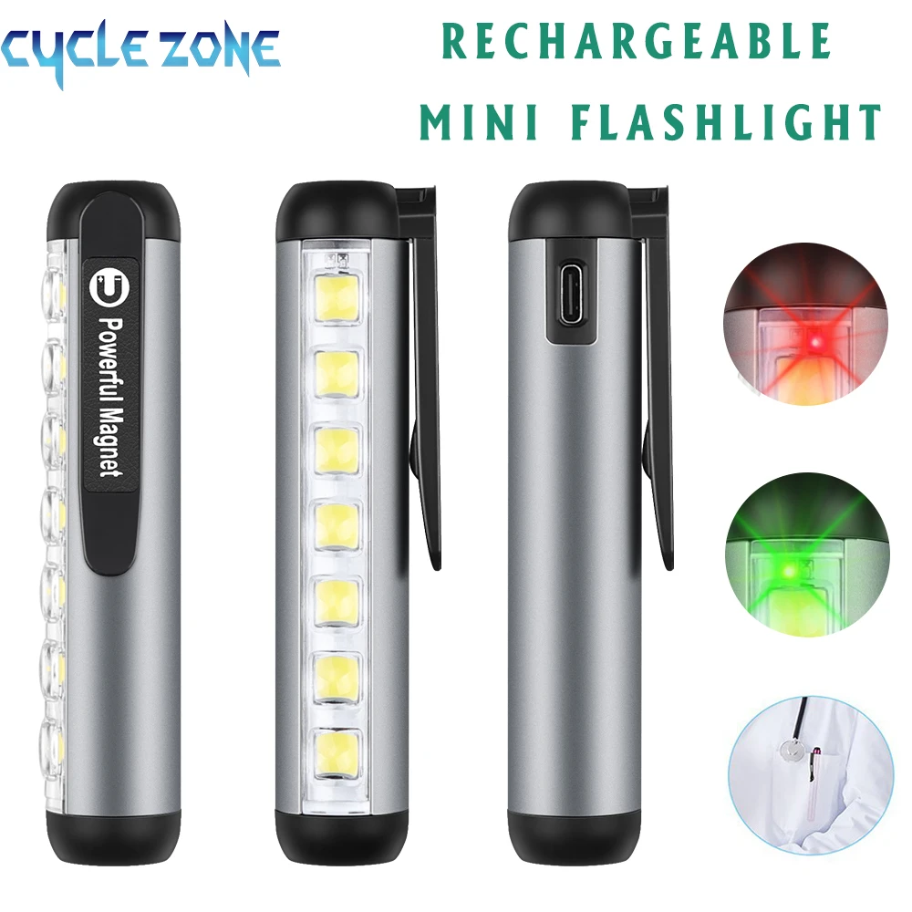 Tragbare Mini-LED-Taschenlampe xpe & Cob Lampe mit Clip Magnet Arbeits licht Outdoor Camping Laterne USB wiederauf ladbare Not lampe