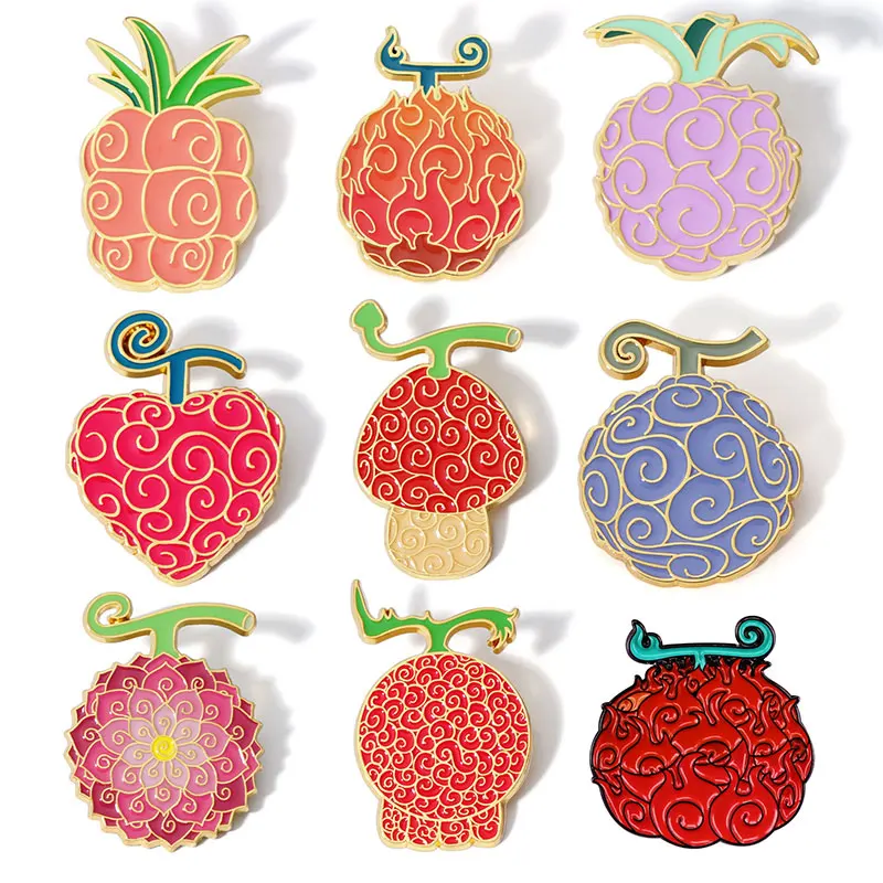 Anime One Piece Devil Fruit Enamel Pins Collect Funny Fruits Metal Cartoon Brooch Backpack Hat Bag Collar Lapel Badges