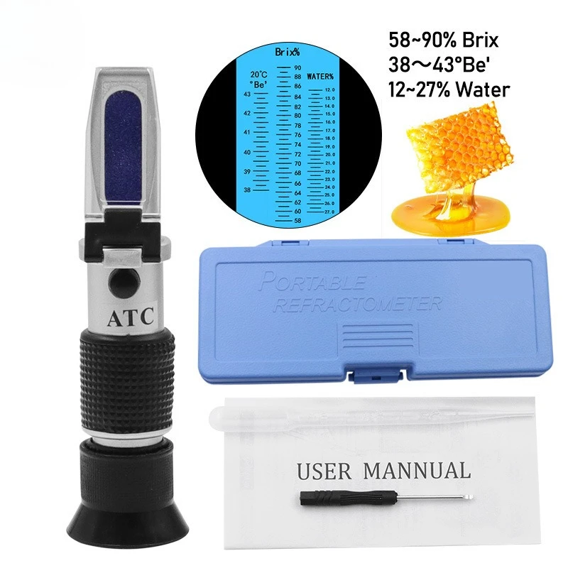 

Measuring Honey Meter Handheld Honey Sugar Meter, Baume Degree Tester Honey Concentration Detection 58-90%