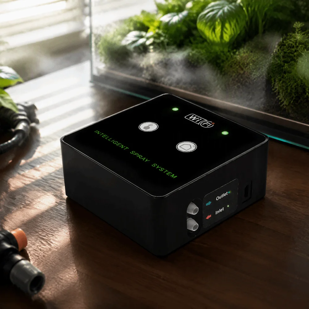 WiFi Control Terrarium Fogging System Timed Black Reptile Humidifier 360 Degree Rotatable Nozzle Plastic