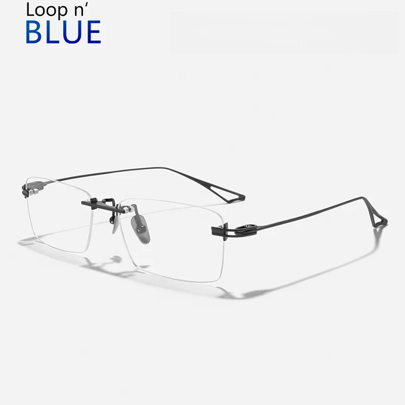 

LOOPNBLUE DESIGN оправа для очков из чистого титана, мужские квадратные очки без оправы, оптическая оправа, очки S2971