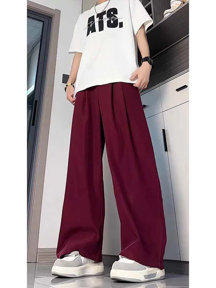 

Qui Dry Ice Silk Широкие повседневные брюки Мужские летние тонкие прямые брюки свободного покроя для отдыха Phlegm Antibacterial