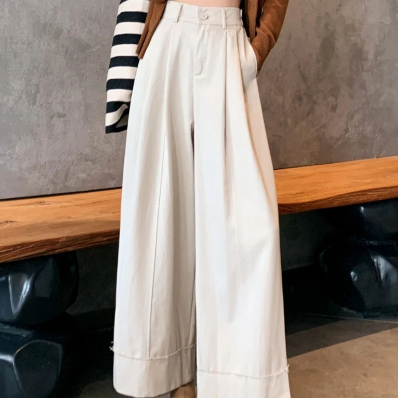 

Wide-leg Pants Women's Autumn Design Feels Flanging, High Waist and Loose Casual Straight Pants