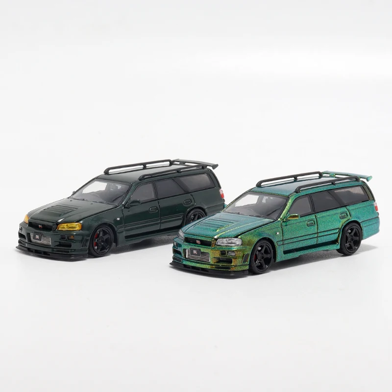 FH  Focal Horizon 1:64 Skyline GTR R34 Stagea WC34 Diecast Diorama Car Model Collection Miniature Toys